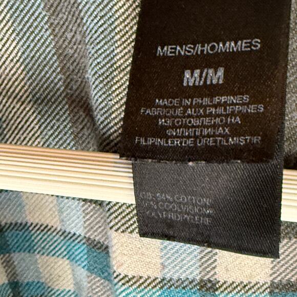 The North Face Flannel Shirt Mens Medium Gray Blue Plaid Button Up Long Sleeve - Picture 6 of 6